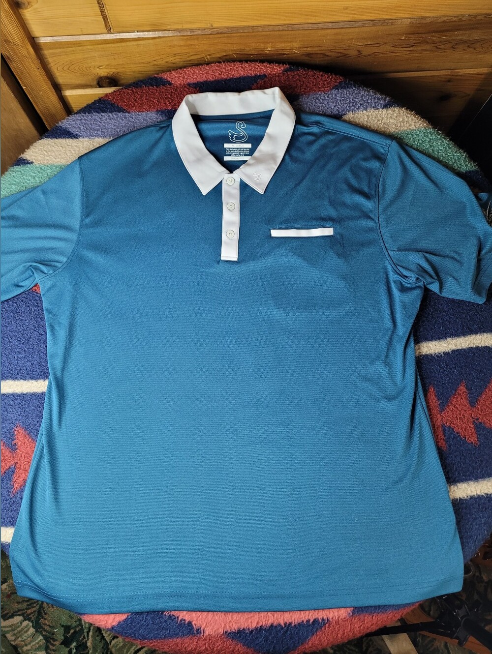 Swannies Golf Polo Shirt Mens 2XL Lagoon Teal Blue Polyester *Embroidered*